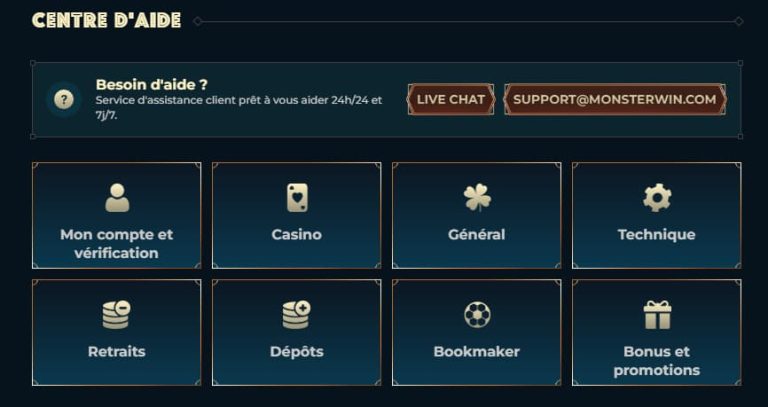 Monsterwin Casino support client